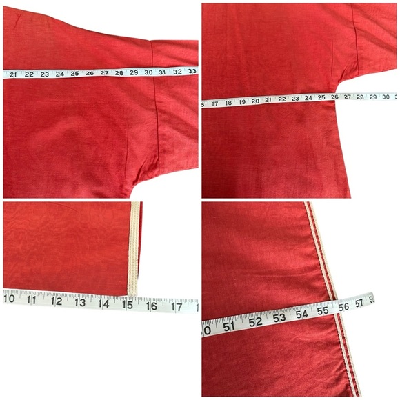 El Abadi Size XL Caftan Brick Red Ornate Embroidered Cotton Tunic Desert Prayer - Picture 7 of 14